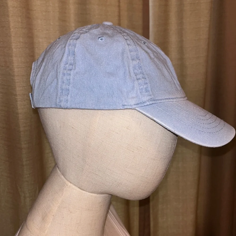Light Washed Blue Jean Baseball Hat with Adjustable Band